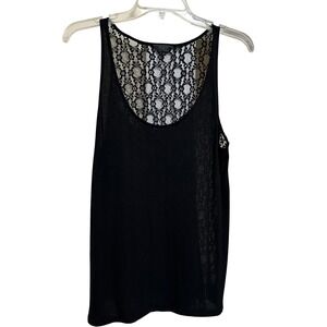 Guess Black Lace Back‎ Tank Top Womens Size M Sheer Sleeveless Whimsigoth